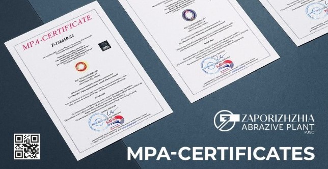 Продукція Запорізького абразивного комбінату отримала сертифікат якості MPA HANNOVER &#8211; авторитетної німецької лабораторії