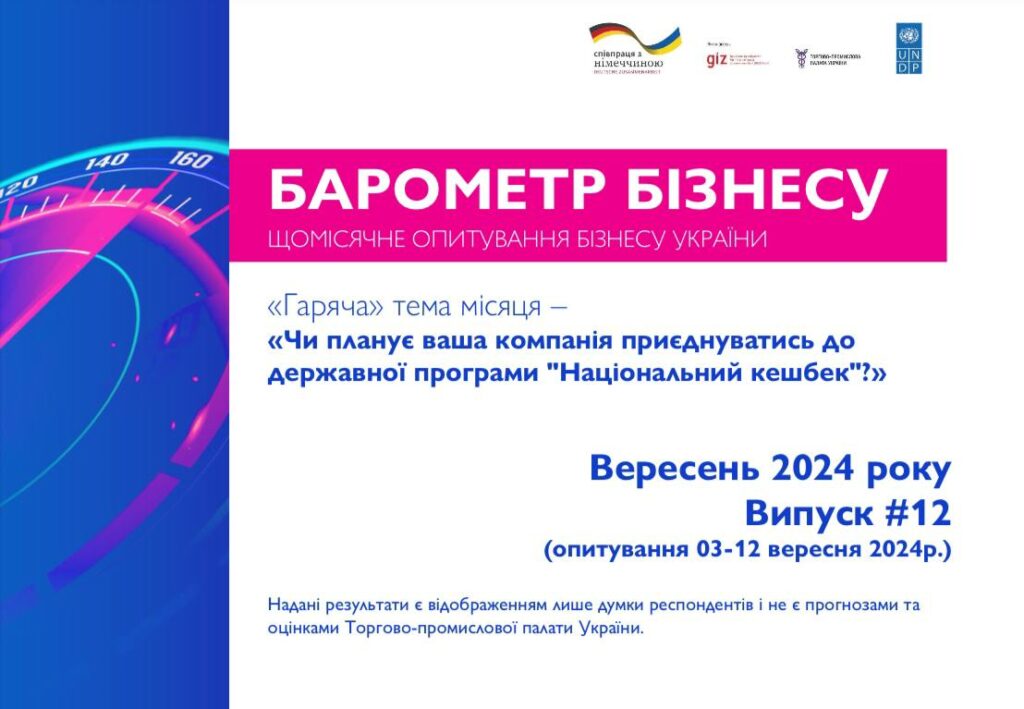 «Барометр Бізнесу» від Торгово-промислової палати України: вересень 2024