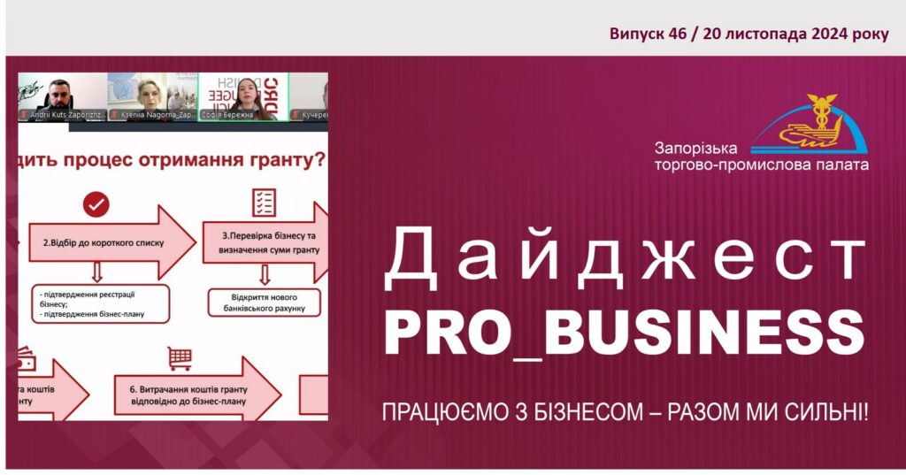 Інформаційний дайджест Запорізької ТПП: 20 листопада 2024 року